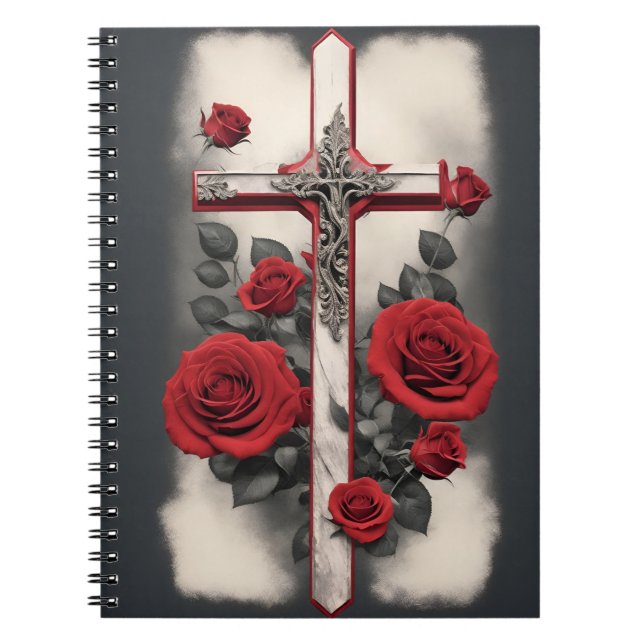 cross tattoo flower 4 notebook (Front)