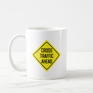 Cross Traffic Ahead Warning Sign   Classic Mug