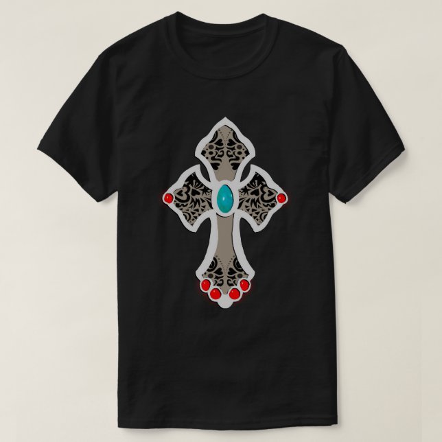 Cross Vintage Gemstones T-Shirt (Design Front)