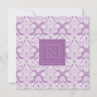 Cross & Violet Damask Wedding Invitation