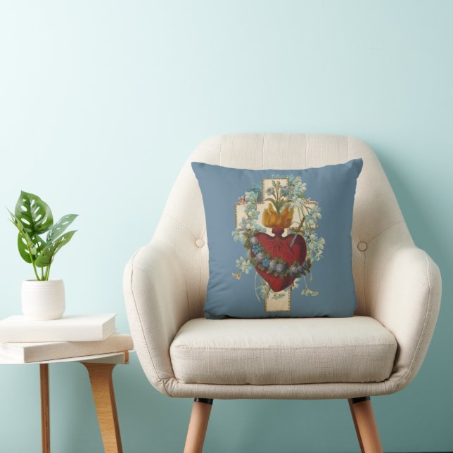 Cross Virgin Mary Immaculate Heart Religious  Coff Throw Pillow (Chair)