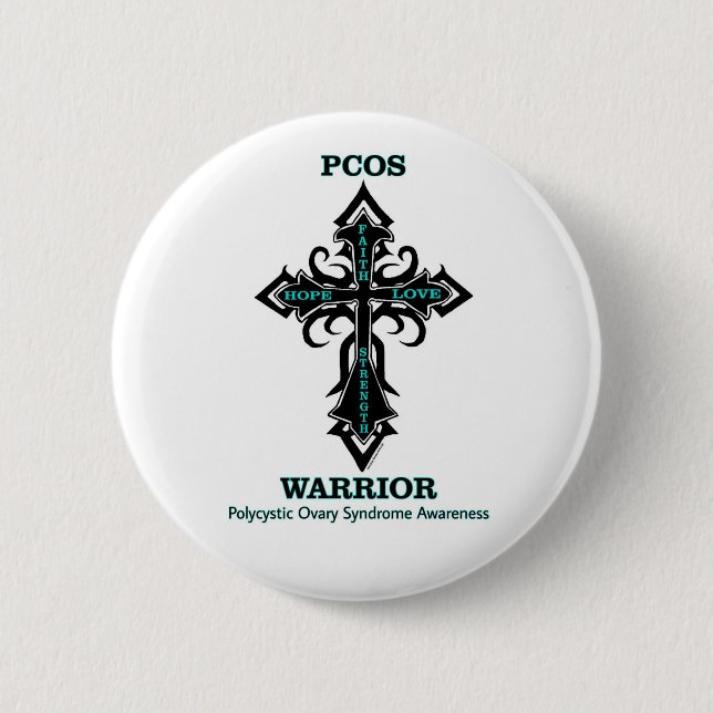 Cross/Warrior...PCOS 2 Inch Round Button (Front)