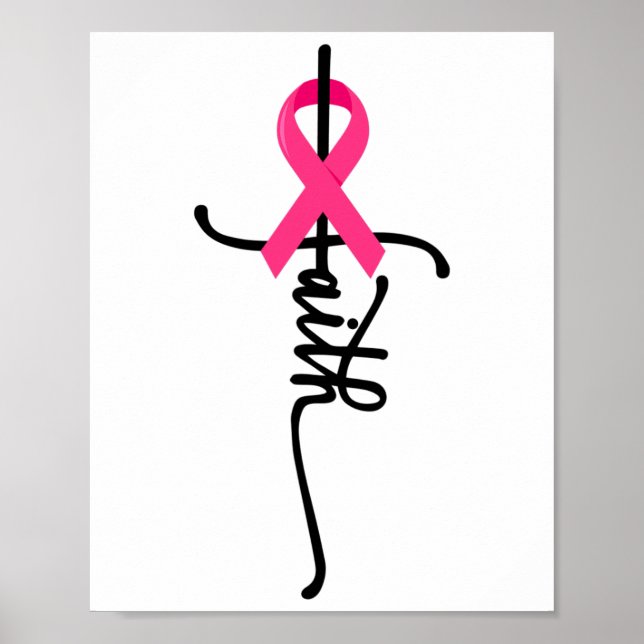 Cross Warrior Survivor Pink Ribbon Breast Cancer 2 Poster (Front)