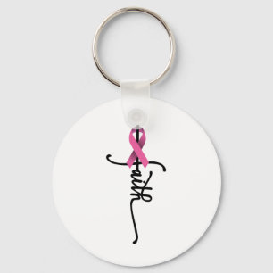 Cross Warrior Survivor Pink Ribbon Breast Cancer  Keychain