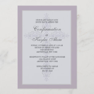 Cross Watermark Lavender Religious Invitation