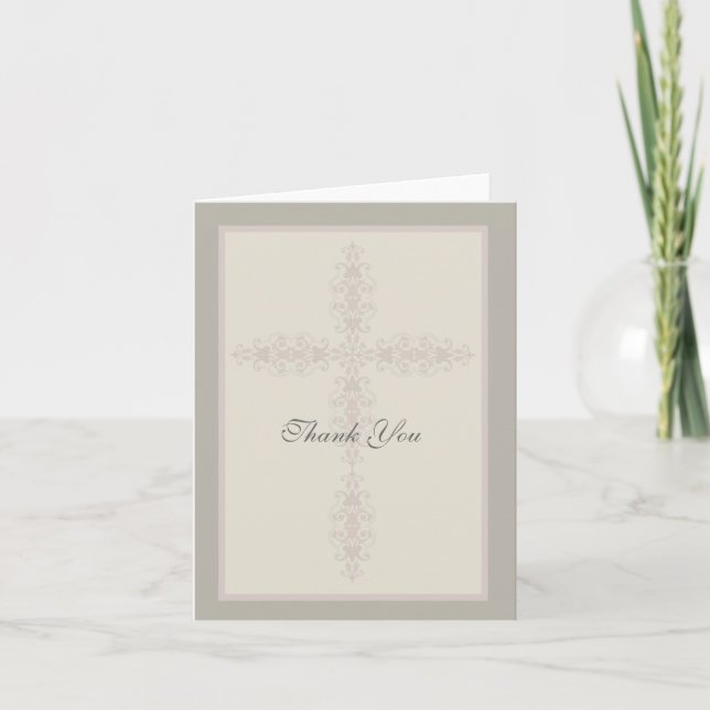Cross Watermark Religious Thank You Card (Front)
