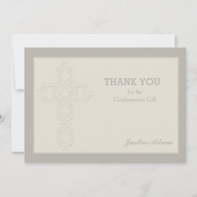 Cross Watermark Religious Thank You Notecard (Front)