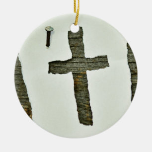 Cross white Jesus Ceramic Ornament