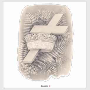 Cross with a crown and victory