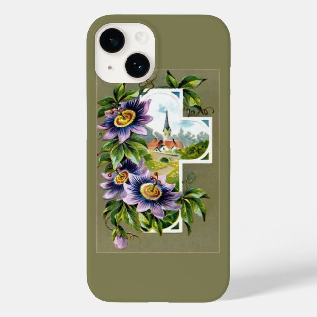 Cross With Church And Flowers  Case-Mate iPhone Case (Back)