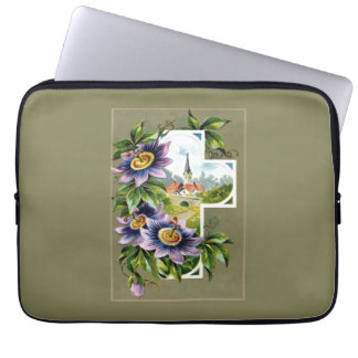 Cross With Church And Flowers Laptop Sleeve