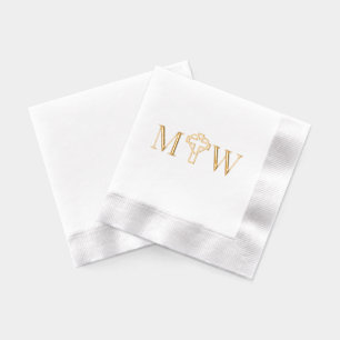 Cross with Entwined Heart Couple 2 Init Monogram Foil Napkins
