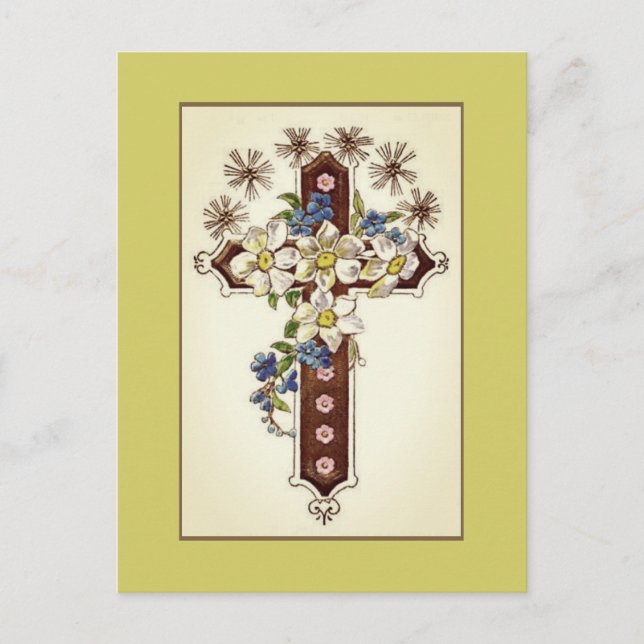 Cross With Flowers Postcard (Front)