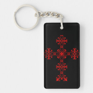 Cross with red ornament keychain
