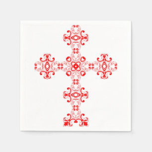 Cross with red ornament napkin