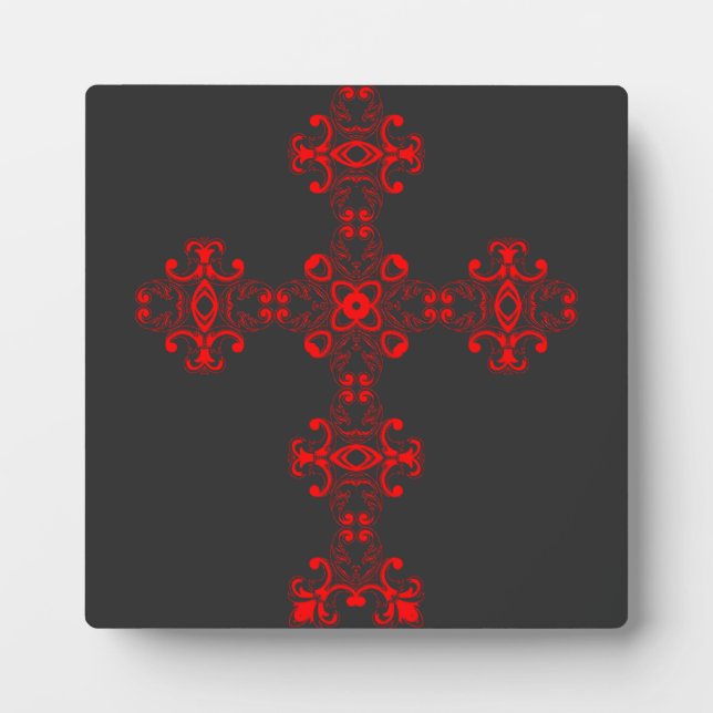 Cross with red ornament plaque (Front)