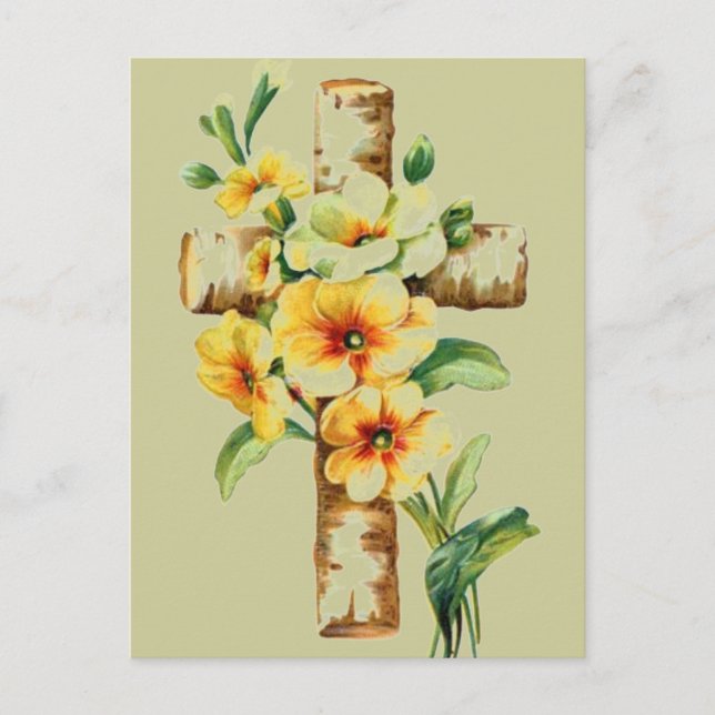 Cross With Yellow Flowers Postcard (Front)