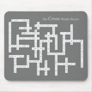 Cross Words Puzzle Semantics Humour Grey Mouse Pad