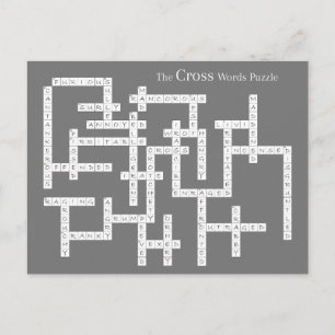 Cross Words Puzzle Semantics Humour Grey Postcard