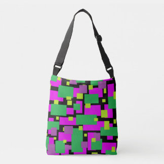 Crossbody Bag or Tote With Green Magenta Black Art