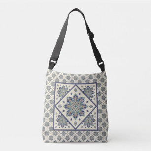 CrossBody Bag with Blue and Green Medallions