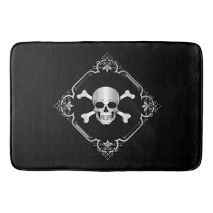 Crossbones/Jolly Roger/Pirate/black/silver Bath Ma Mat