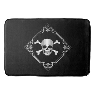 Crossbones/Jolly Roger/Pirate/black/silver Bath Ma Mat