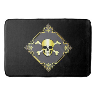 Crossbones/Jolly Roger/Pirate/gold/black Bath Mat