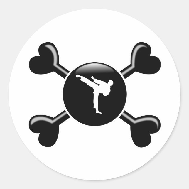 Crossbones Martial Arts Classic Round Sticker (Front)