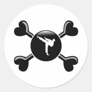 Crossbones Martial Arts Classic Round Sticker