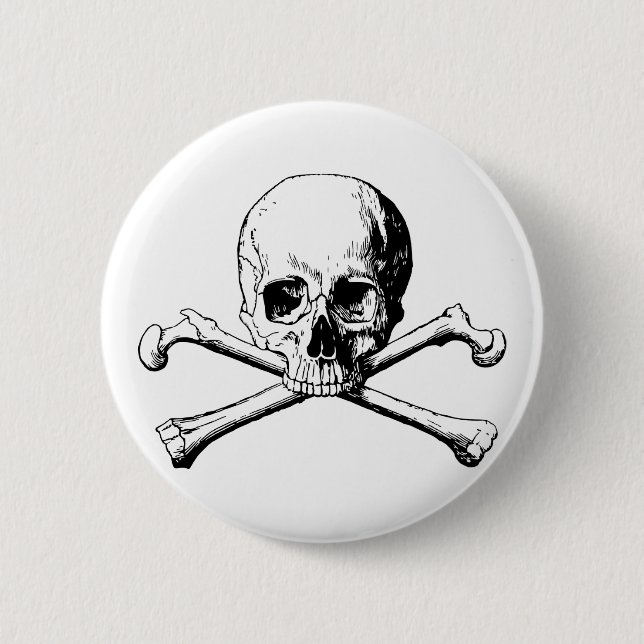 Crossbones skull 2 inch round button (Front)