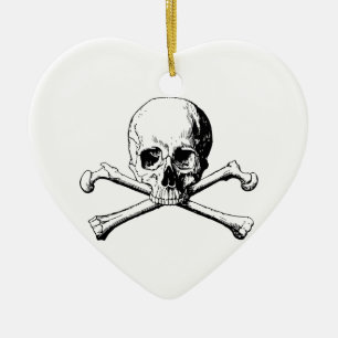 Crossbones skull ceramic ornament