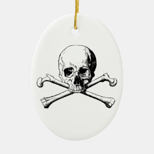 Crossbones skull ceramic ornament