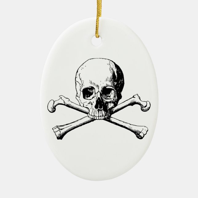 Crossbones skull ceramic ornament (Front)