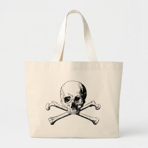 Crossbones skull large tote bag