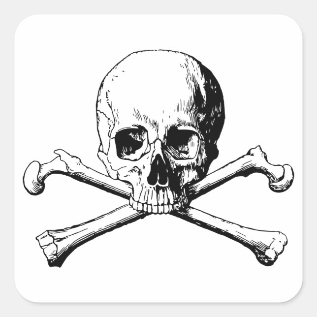 Crossbones skull square sticker (Front)