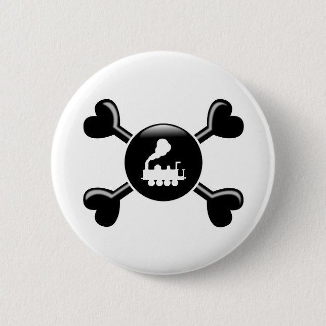 Crossbones Trains 2 Inch Round Button (Front)