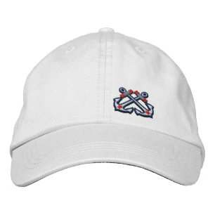 Crossed Anchors Nautical Star Embroidery Embroidered Hat