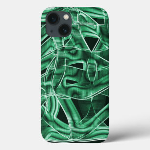Crossed and overlapping green acrylic tape cutouts iPhone 13 case