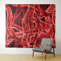 Crossed and overlapping red acrylic tape leftovers