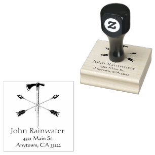 Crossed Arrows & Axe Personalized Rubber Stamp
