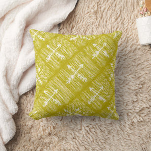 Crossed Arrows Chartreuse and Ivory Design Pillow