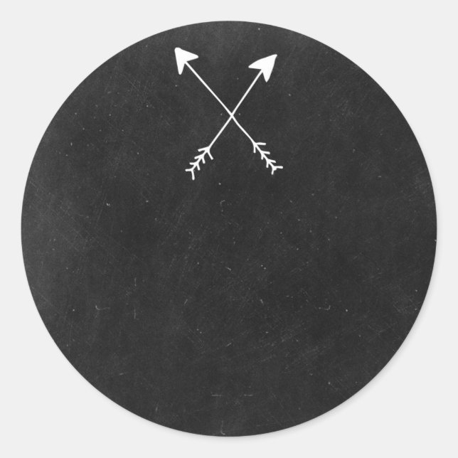 Crossed Arrows On Rustic Chalkboard Boho Boutique Classic Round Sticker (Front)