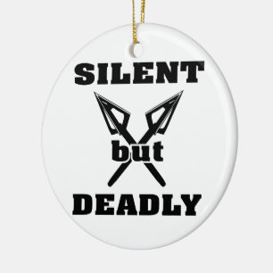 Crossed Arrows Silent But Deadly 5 Ceramic Ornament