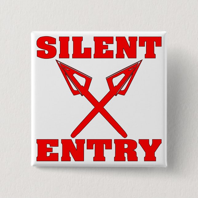 Crossed Arrows Silent Entry 2 Inch Square Button (Front)
