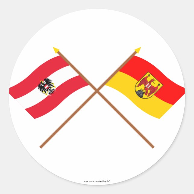 Crossed Austria and Burgenland flags Classic Round Sticker (Front)