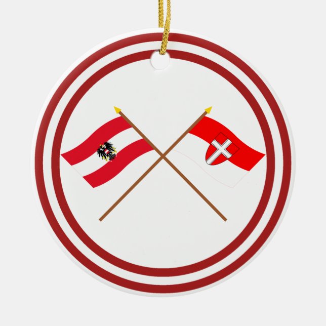 Crossed Austria and Wien flags Ceramic Ornament (Front)