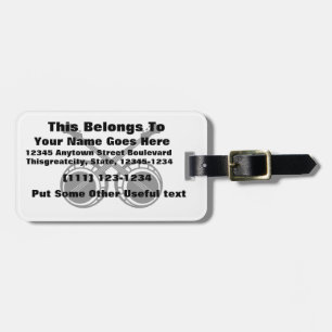 crossed banjos black luggage tag