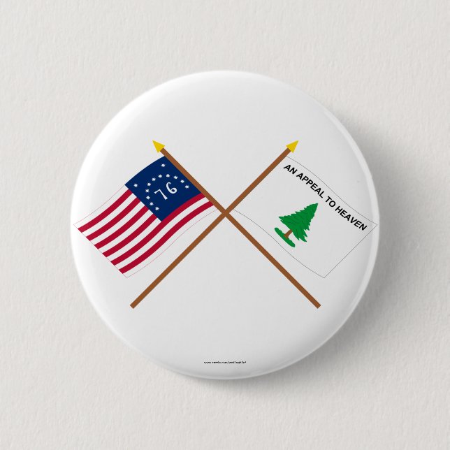 Crossed Bennington and Washington's Cruisers Flags 2 Inch Round Button (Front)