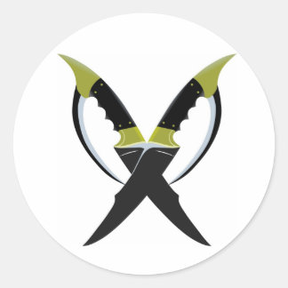 Crossed Blades Classic Round Sticker